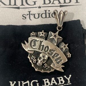 KING BABY MB57 Sterling Silver 925 Skull stars large pendant 41+grams